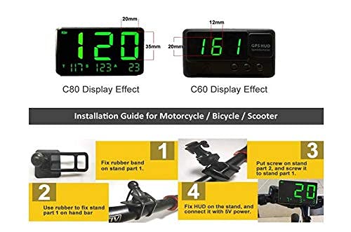 kingneed HUD Original Universal GPS Head Up Display Speedometer Odometer Car Digital Speed Display MPH Over Speed Alarm Car Clock for All Vehicles C60S/C80/C90