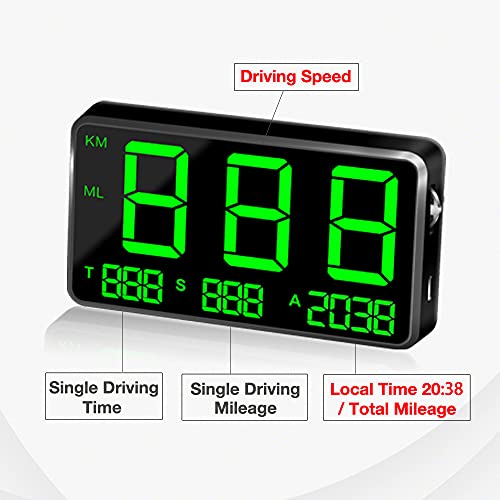 kingneed HUD Original Universal GPS Head Up Display Speedometer Odometer Car Digital Speed Display MPH Over Speed Alarm Car Clock for All Vehicles C60S/C80/C90