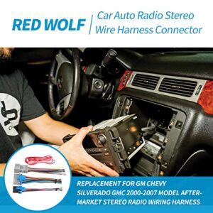 RED WOLF Radio Wiring Harness Male & Female Connector Adapter Plug Replacement for GM Chevy Silverado GMC Buick Vehicles 2003-2007 Install Aftermarket Stereo Wire Cable Plug Kit