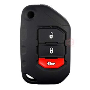 1x New Key Fob Remote Fobik 3 Buttons Silicone Cover Fit/For Jeep Gladiator Wrangler.