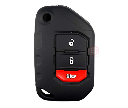 1x New Key Fob Remote Fobik 3 Buttons Silicone Cover Fit/For Jeep Gladiator Wrangler.