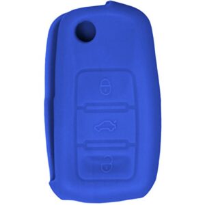 keyless2go replacement for new silicone cover protective case for select vw remote flip keys 753p 753h 753am 753t – blue