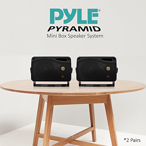 Pyramid 3-Way Indoor Outdoor Speaker System - 3.5 Inch 200W Pair of Mini Box Ceiling Wall Mount Speakers w/1" Tweeter, 3.25" Woofer, 1.75” Midrange - Home Theater Entertainment, PA System - 2022SX