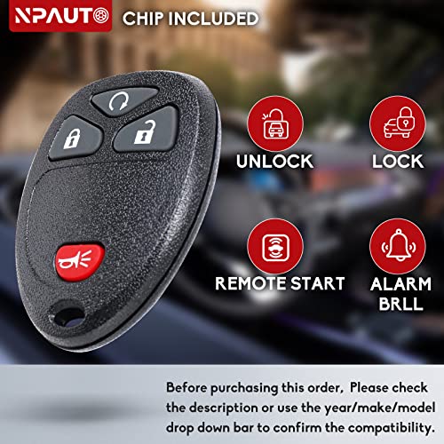 NPAUTO 2-Pack Key Fob Replacement for Chevy Silverado Equinox Traverse Tahoe Avalanche GMC Sierra 1500 2500 3500 HD Yukon Saturn Pontiac 2007 2008 2009 2010 2011 2012 2013 Keyless Entry Remote Control