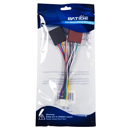 BATIGE 16 Pin ISO Wire Harness for Alpine 7513R UNI Car Stereo Radio Wiring Harness Connector Adaptor