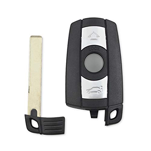 Olivine Auto Remote Key Shell for BMW 1 3 5 6 7 Series E90 E92 E93 Replacement 3 Button Smart Car Key Case Cover, Black