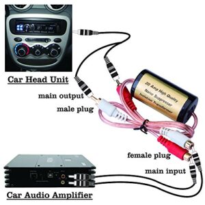 Mr. Ho 20 Amp/12V RCA Car Audio Noise Filter Suppressor Ground Loop Isolator Transformer with Male and Female Plugs
