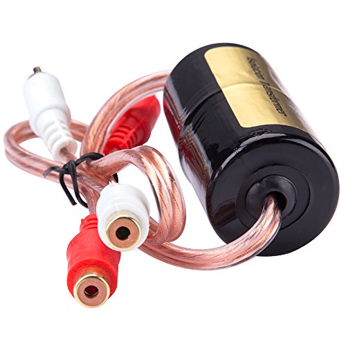 Mr. Ho 20 Amp/12V RCA Car Audio Noise Filter Suppressor Ground Loop Isolator Transformer with Male and Female Plugs