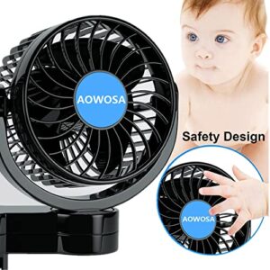 Car Fan 12V Automobile Cooling Fan for Backseat, Portable Cigarette Lighter Plug Car Seat Fan 360 Degree Dual Head Rotatable with Stepless Speed Regulation for SUV, RV, Van, Vehicles