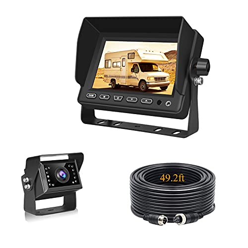 Backup Camera for Trucks, VECLESUS V5M Rear View Camera System, 5" LCD Screen with Waterproof Night Vision Rear Camera for Truck, RV, Trailer, Bus, Harvester, Pickup, Motorhome, Van, Large Vehicles