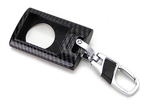 iJDMTOY Glossy Black Carbon Fiber Finish Exact Fit Key Fob Shell Cover w/Keychain Compatible with Cadillac ATS CTS DTS XTS SRX STS Escalade or Chevrolet C7 Corvette, etc