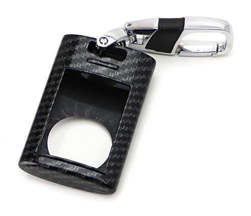 iJDMTOY Glossy Black Carbon Fiber Finish Exact Fit Key Fob Shell Cover w/Keychain Compatible with Cadillac ATS CTS DTS XTS SRX STS Escalade or Chevrolet C7 Corvette, etc