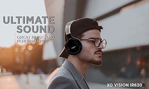 XO Vision IR630BL Universal IR Wireless Foldable Headphones - Black Wireless Bluetooth-Enabled Lightweight Portable for iPhone, Car, Kids Wireless Headphones for Universal Car Entertainment System