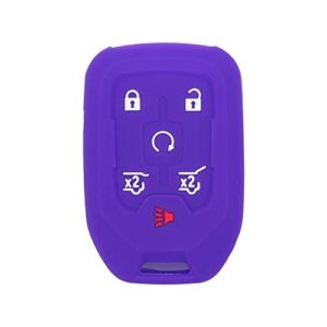 segaden silicone cover protector case holder skin jacket compatible with chevrolet gmc 6 button remote key fob cv4617 deep purple