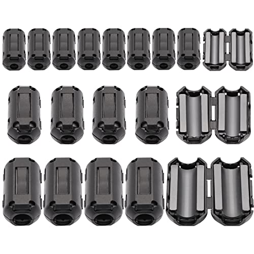 Taigoehua 20 Pieces (Black) RFI EMI Noise Suppressor Cable Clip for 5mm/ 7mm/ 9mm Diameter Cable