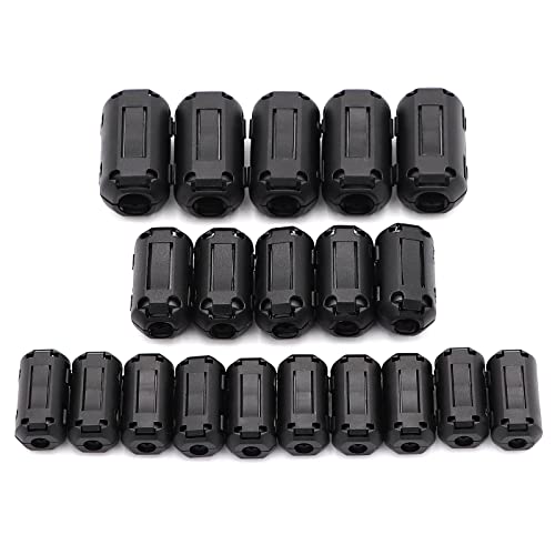 Taigoehua 20 Pieces (Black) RFI EMI Noise Suppressor Cable Clip for 5mm/ 7mm/ 9mm Diameter Cable