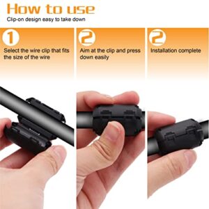 Taigoehua 20 Pieces (Black) RFI EMI Noise Suppressor Cable Clip for 5mm/ 7mm/ 9mm Diameter Cable