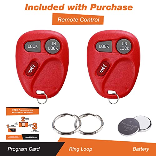 for 03-07 Cadillac Chevy GMC Hummer Pontiac Saturn Keyless Entry Remote Key Fob Red 3btn 21997127 LHJ011 - 2 Pack