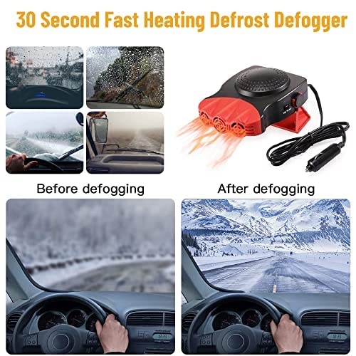 Car Heater - New Upgrade Fast Heating Defrost Defogger, 2 in 1 Cooling & Heating Portable Car Heater 12V for Automobile Windscreen Fan, Windshield Defroster Car Heater Plugs into Cigarette Lighter