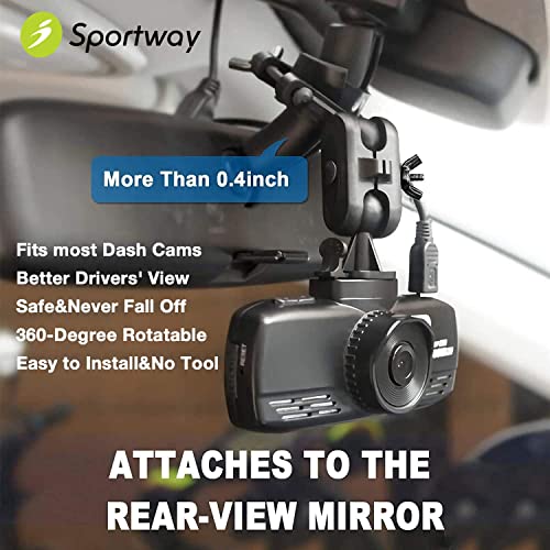 Dash Cam mount, Sportway S80 Dash Cam Mirror Mount Holder with 16pcs Joints for Rove APEMAN CHORTAU Roav Nexar iiwey YI Z-Edge Old Shark KDLINKS Crosstour VANTRUE GoPro... 99% Car Dash Cameras DVR GPS