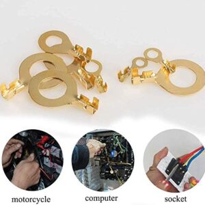 150 Pcs Cable Ring Terminal Ring Cable Lugs Copper Lugs Ring Terminals Connectors Brass Crimp Cable Connector Wire Terminals Assortment Kit