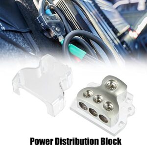 X AUTOHAUX 0 Gauge in 4 Gauge Out 3 Way Power Distribution Block for Car Audio Splitter Transparent Base Cover