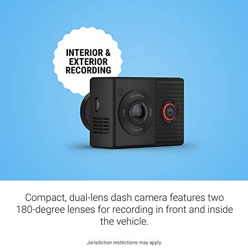 Garmin Dash Cam Tandem, Front and Rear Dual-Lens Dash Camera with Interior Night Vision, Front-Facing Lens with 1440p & 010-12530-03 Parking Mode Cable, 6.60" x 2.70" x 2.00", Black