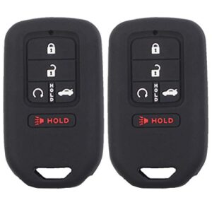 btopars 2pcs 5 buttons black silicone smart key fob cover case skin protector bag compatible with honda 2019 2020 2021 civic accord pilot cr-v crv insight passport key remote a2c81642600