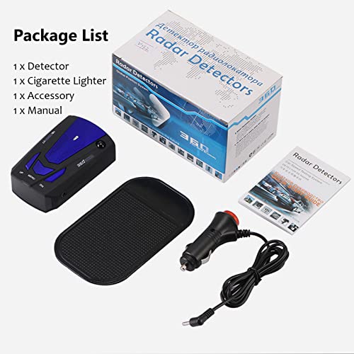 Radar Detector for Cars, Car Electronic Dog Detectors 360 Degree Protection Long Range Detection with Vehicle Speed Alarm System, City/Highway Mode, Led Display, Memory Function(Blue)