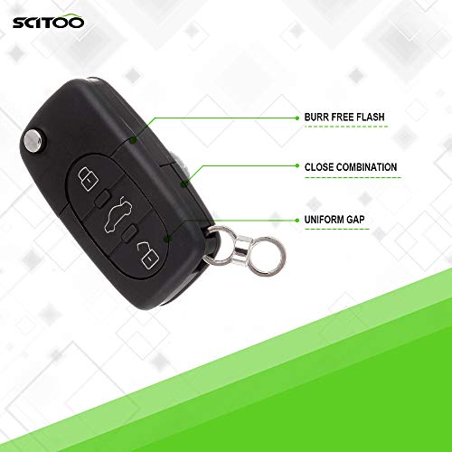 SCITOO 3 Buttons Keyless Entry Remote Car Key Fob Case Fit for Audi TT A4 A6 2001-2006 1PC FCC MYT8Z0837231