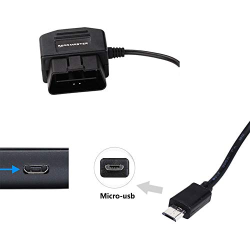 REARMASTER Universal OBD Power Cable for Dash Camera,24 Hours Surveillance/Acc Mode with Switch Button(Micro USB Port)