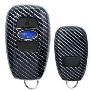 iJDMTOY Black Carbon Fiber Pattern Key Fob Cover Compatible with Subaru 2013-up BRZ, 15-up Legacy Outback Crosstrek, 16-up WRX/STi, 17-up Forester Impreza Keyless Fob