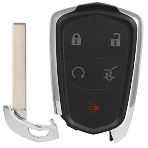 anglewide car key fob keyless entry remote shell case replacement for 14-19 for cadillac cts for cadillac xts 15-19 for cadillac ats (fcc hyq2ab) 5 buttons 1pad