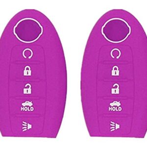 KAWIHEN 2 Pcs Silicone Key Fob Cover Fit for Nissan 5 button Armada Murano Maxima Altima Sedan Pathfinder 285E3-3TP5A KR5S180144014（purple）