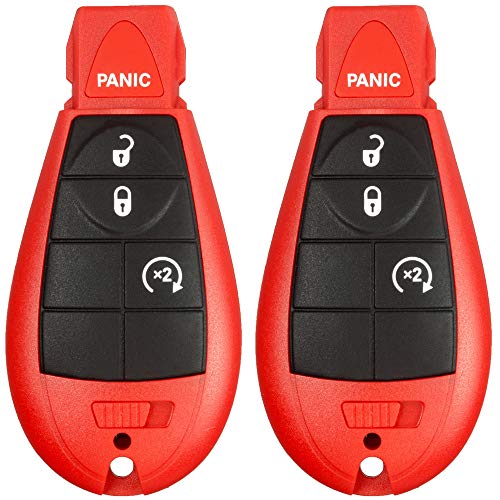 2 New Red Keyless Entry 4 Buttons Remote Start Car Key Fob Shell / CASE M3N5WY783X, IYZC01C 56046707AE for Dodge Challenger Charger Durango Chrysler Town Country Grand Caravan Journey & Ram