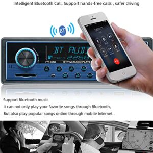 FYPLAY Dual USB Bluetooth Car Stereo, FM Radio Receiver, Hands-Free Calling, Built-in Microphone, USB/SD/AUX Port, Sky Blue Dual Knob Audio Car Multimedia MP3 Player, USB Fast Charging