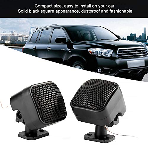 Automobile Tweeter Loudspeaker, 2pcs Car Small Square Speaker 500W Loud Audio Music Tweeter Loudspeaker for Most Cars Black