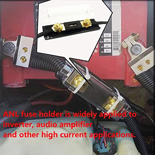 200 amp Fuse,anl Fuse Holder car Audio Fuse,mega Fuse holderfor 0/2/4/6/8 Gauge Wire Contain 2 pcs 200A Fuse for Audio/Video/Alarm/Amplifier Car Truck Solar Boat DIY