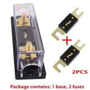 200 amp Fuse,anl Fuse Holder car Audio Fuse,mega Fuse holderfor 0/2/4/6/8 Gauge Wire Contain 2 pcs 200A Fuse for Audio/Video/Alarm/Amplifier Car Truck Solar Boat DIY