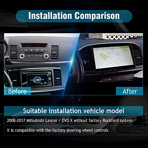 SYGAV Android 10 Car Stereo for 2008-2017 Mitsubishi Lancer EVO X with Carplay Without OEM Rockford Fosgate AMP Radio GPS Navigation Head Unit