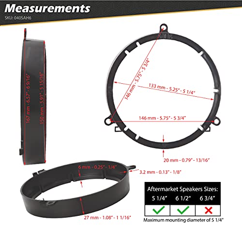 Scosche Compatible with Select 2001 to 2002 Honda Civic & 2003 to 2007 Honda Accord 5.25" - 6.5" Speaker Adapters (1 Pair) SAH6