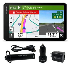 garmin rv cam 795, large, easy-to-read 7” gps rv navigator, built-in dash cam, automatic incident detection, custom rv routing with wearable4u power pack bundle