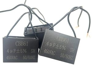 3pcs cbb61 celiling fan capacitor 2-wire 4uf 450v ac 50/60hz metallized polypropylene film capacitors