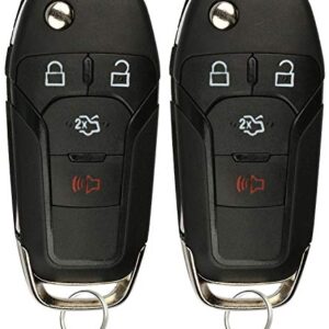 KeylessOption Keyless Entry Car Remote Uncut Ignition Flip Key Fob for 2013-2016 Ford Fusion N5F-A08TAA (Pack of 2)