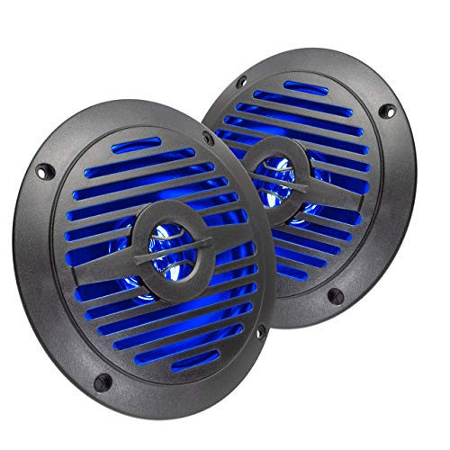 Magnadyne WR4B-LED 5 INCH Water Resistant Dual Cone Speaker with Blue LED Lights (Sold AS A Pair)