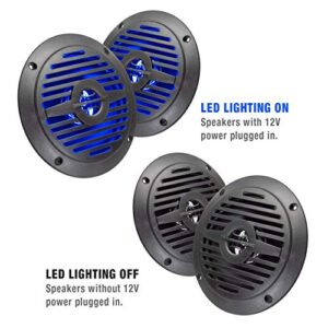 Magnadyne WR4B-LED 5 INCH Water Resistant Dual Cone Speaker with Blue LED Lights (Sold AS A Pair)