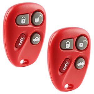 replacement for 2001-2007 buick cadlliac chevrolet gmc oldsmobile pontiac red 4-button keyless entry remote fob 25695954 (set of 2)