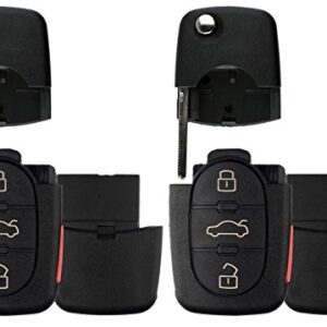 KeylessOption Keyless Entry Remote Key Fob Shell Case Button Pad Flip Key Cover For VW Audi (Pack of 2)