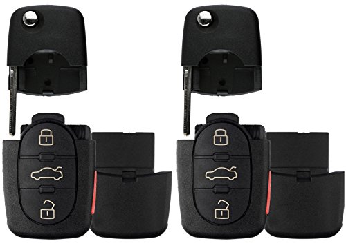 KeylessOption Keyless Entry Remote Key Fob Shell Case Button Pad Flip Key Cover For VW Audi (Pack of 2)