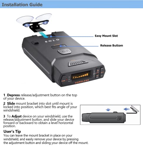 Ramtech Car Windshield Mount with Suction Cup Holder for Radar Laser Detector, Compatible with Escort Solo S2 S3 S4 4 5 RD-5110 / Redline, WMLD